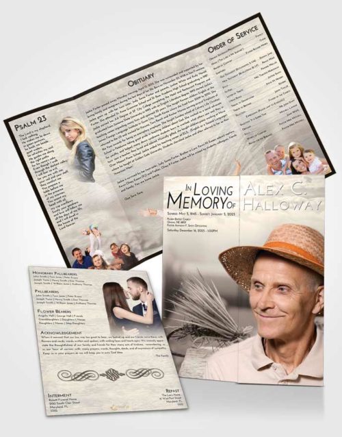 Obituary Funeral Template Gatefold Memorial Brochure Tranquil Fishing Serenity