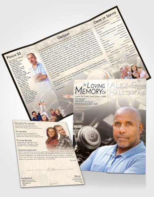 Obituary Funeral Template Gatefold Memorial Brochure Tranquil Fishing Tackle