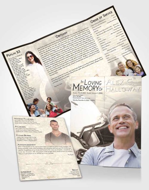 Obituary Funeral Template Gatefold Memorial Brochure Tranquil Football Party