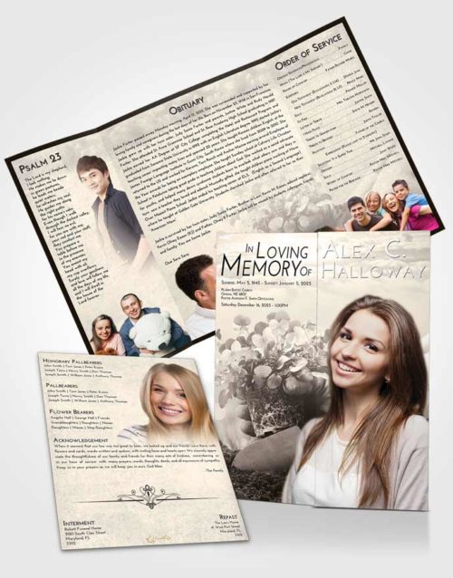 Obituary Funeral Template Gatefold Memorial Brochure Tranquil Gardening Passion