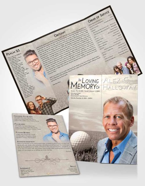 Obituary Funeral Template Gatefold Memorial Brochure Tranquil Golf Serenity