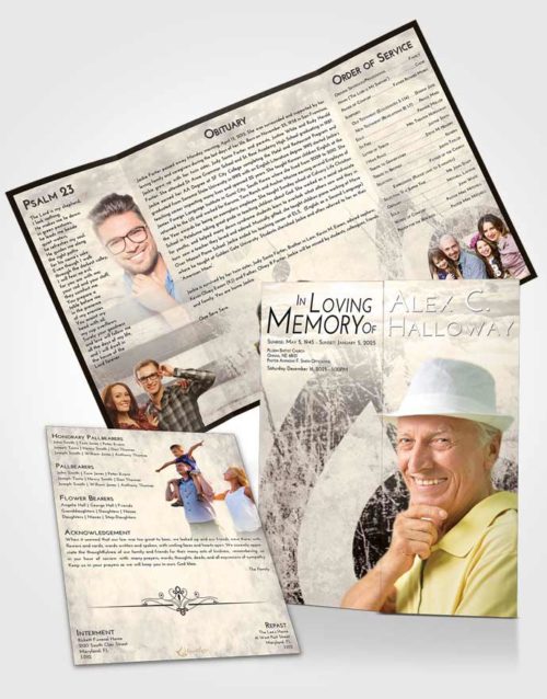 Obituary Funeral Template Gatefold Memorial Brochure Tranquil Harmonica