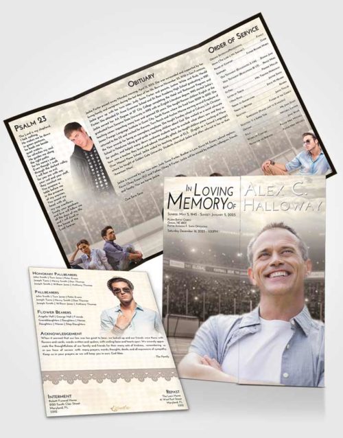 Obituary Funeral Template Gatefold Memorial Brochure Tranquil Hockey Love