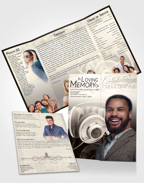 Obituary Funeral Template Gatefold Memorial Brochure Tranquil Music Alley