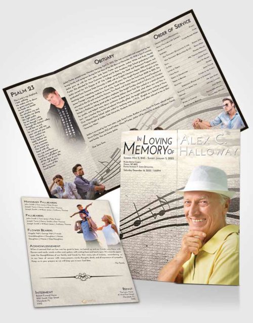 Obituary Funeral Template Gatefold Memorial Brochure Tranquil Portamento