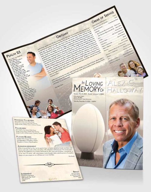 Obituary Funeral Template Gatefold Memorial Brochure Tranquil Rugby Honor