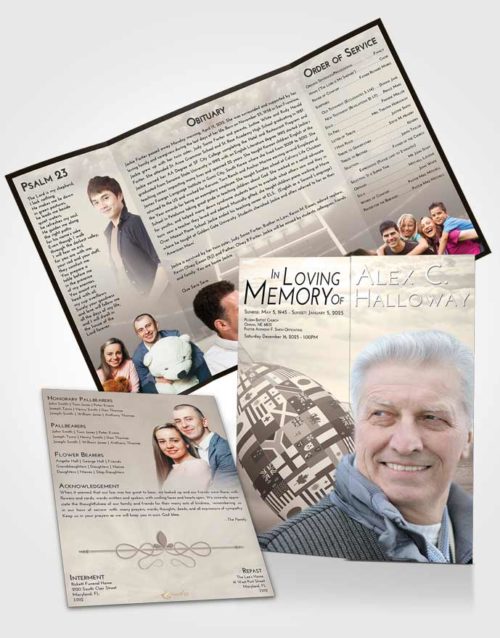 Obituary Funeral Template Gatefold Memorial Brochure Tranquil Rugby Passion