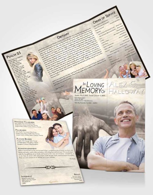 Obituary Funeral Template Gatefold Memorial Brochure Tranquil Rugby Surprise