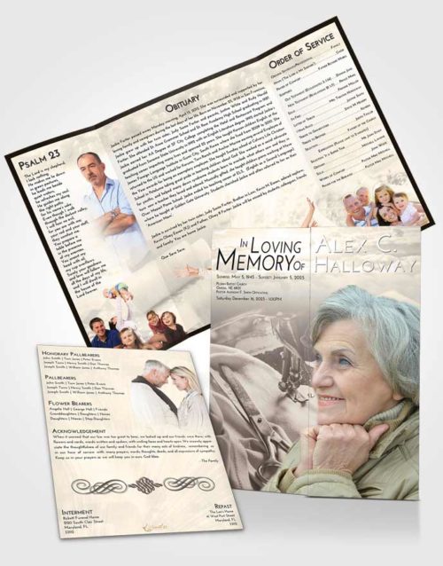 Obituary Funeral Template Gatefold Memorial Brochure Tranquil Sewing Love