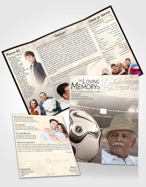 Obituary Funeral Template Gatefold Memorial Brochure Tranquil Soccer Life