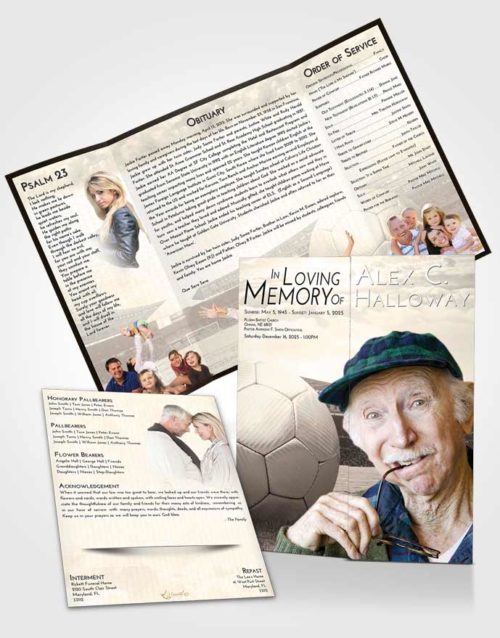 Obituary Funeral Template Gatefold Memorial Brochure Tranquil Soccer Love