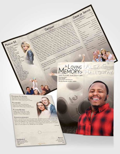 Obituary Funeral Template Gatefold Memorial Brochure Tranquil Soccer Miracle