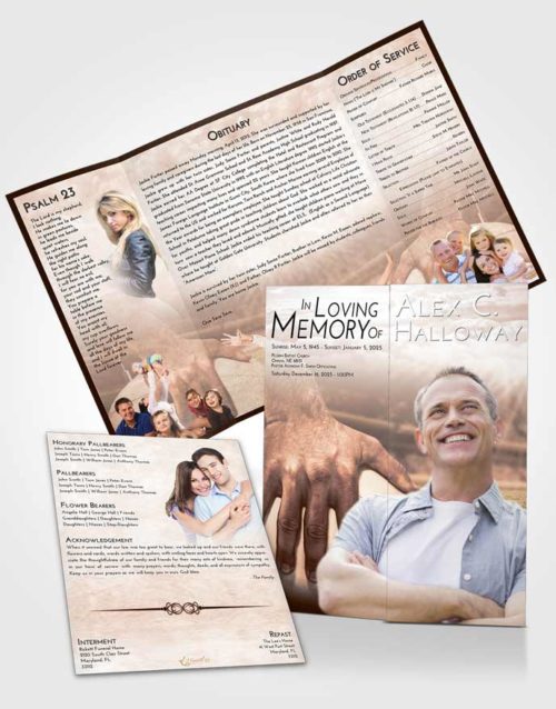 Obituary Funeral Template Gatefold Memorial Brochure Vintage Love Rugby Surprise