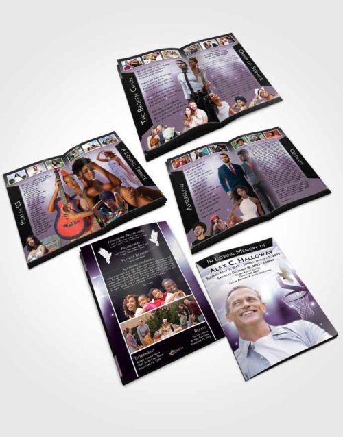 Booklet Memorial Folder Lavender Sunrise Basketball Pride