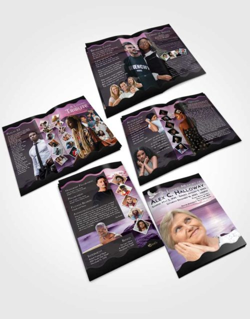 Booklet Memorial Folder Lavender Sunrise Lake Front