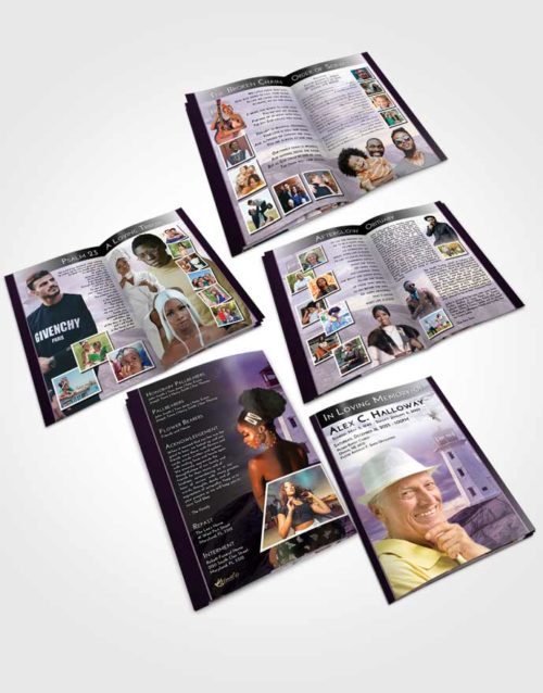 Booklet Memorial Folder Lavender Sunrise Lighthouse Safety