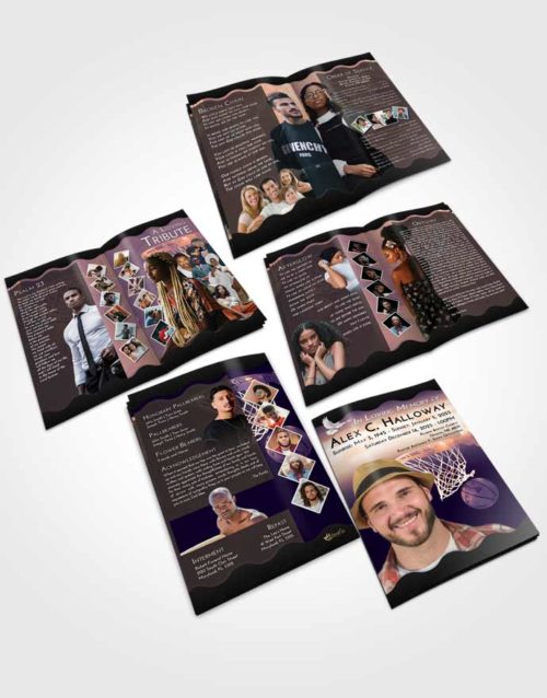 Booklet Memorial Folder Lavender Sunset Basketball Journey
