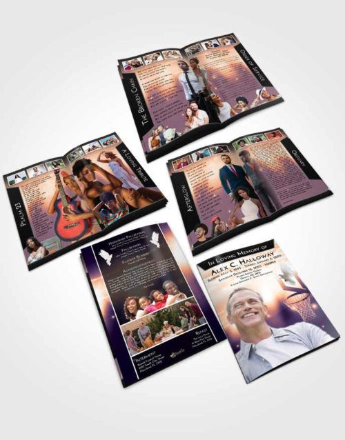 Booklet Memorial Folder Lavender Sunset Basketball Pride