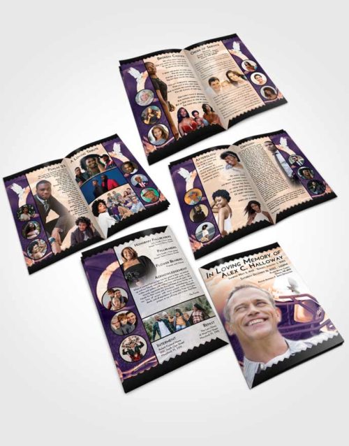 Booklet Memorial Folder Lavender Sunset Football Party