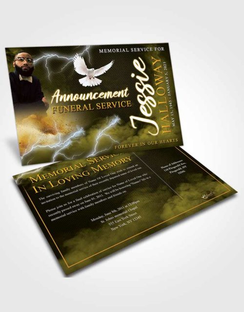 Funeral Announcement Card Template Benevolent Thunderbolt