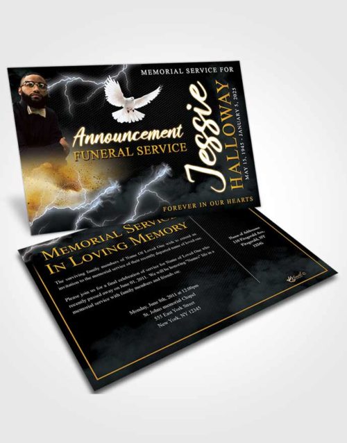 Funeral Announcement Card Template Dazzling Thunderbolt