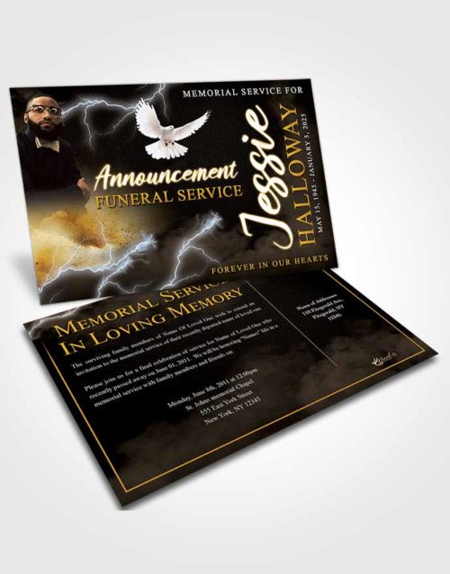 Funeral Announcement Card Template Divine Thunderbolt