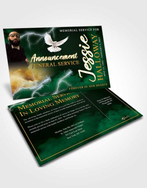 Funeral Announcement Card Template Radiant Thunderbolt