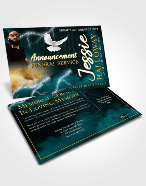 Funeral Announcement Card Template Shining Thunderbolt