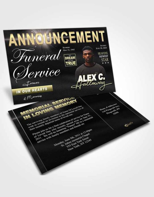 Funeral Announcement Card Template The Final Issue In Gold