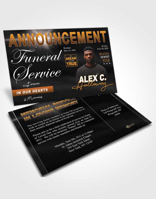 Funeral Announcement Card Template The Final Issue In Orange