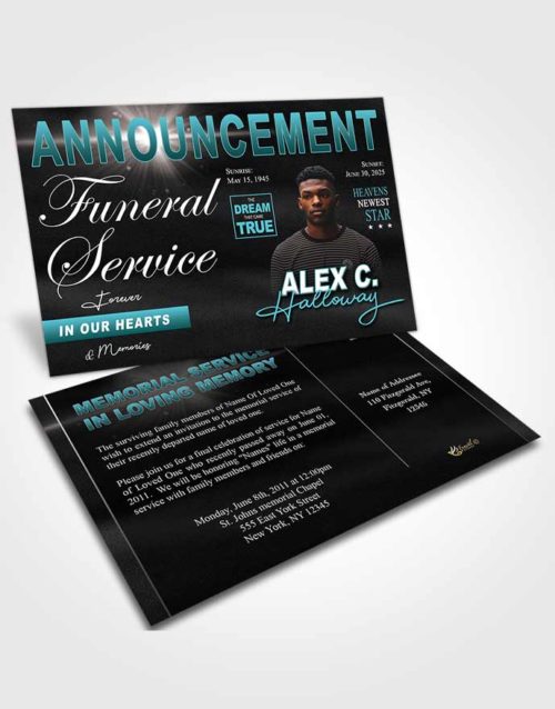 Funeral Announcement Card Template The Final Issue In Turquoise