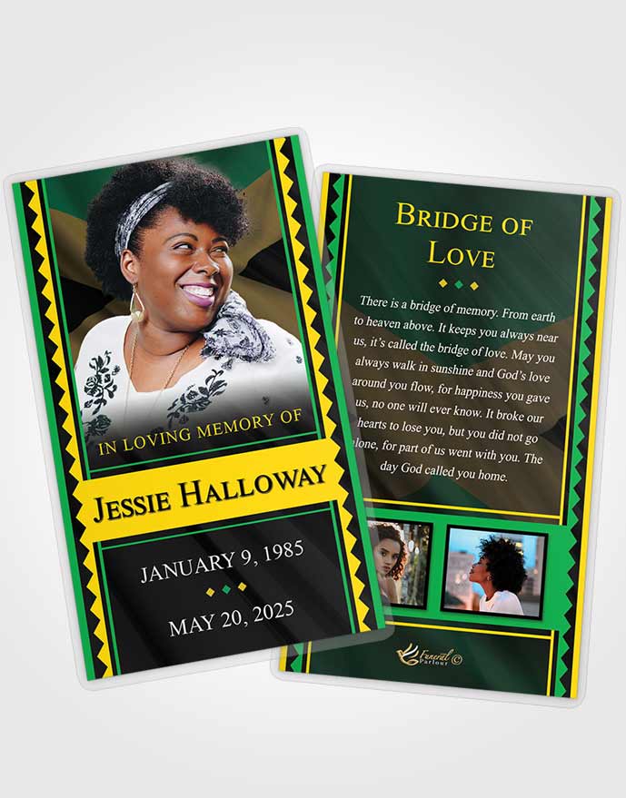 2 Page Graduated Step Fold Funeral Program Template Brochure Jamaican Spanish Town Style