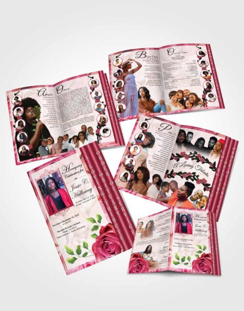 4 Page Grad Obituary Template Brochure Natural Sunny Bloom