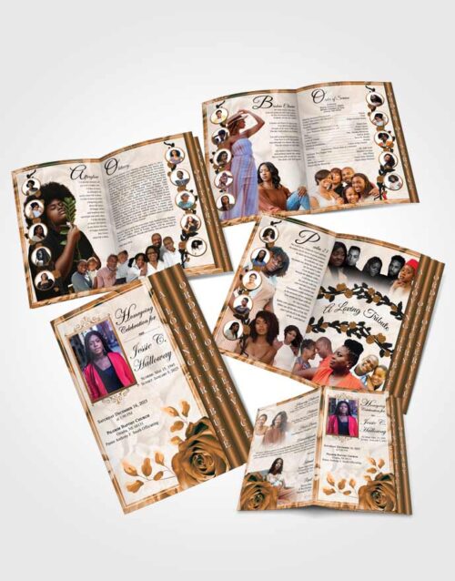 4 Page Grad Obituary Template Brochure Smooth Sunny Bloom