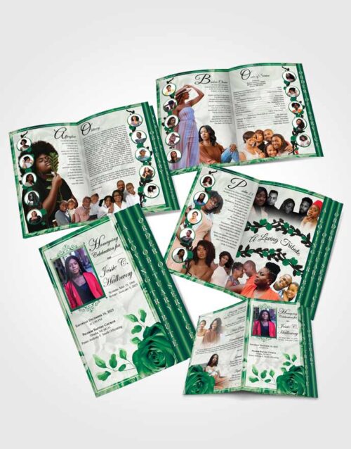 4 Page Grad Obituary Template Brochure Sweet Sunny Bloom